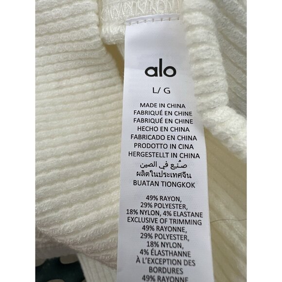 ALO Yoga Waffle Weekend escape mock neck long sleeve ivory L comfy athleisure - Picture 4 of 7